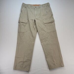 Duluth Trading Co Cargo Pants Mens 40x34 Tan Canvas Workwear Straight Utility